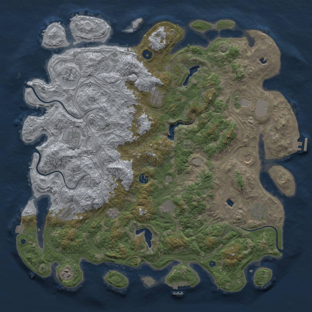 Rust Map: Procedural Map, Size: 4800, Seed: 1842798640, 17 Monuments