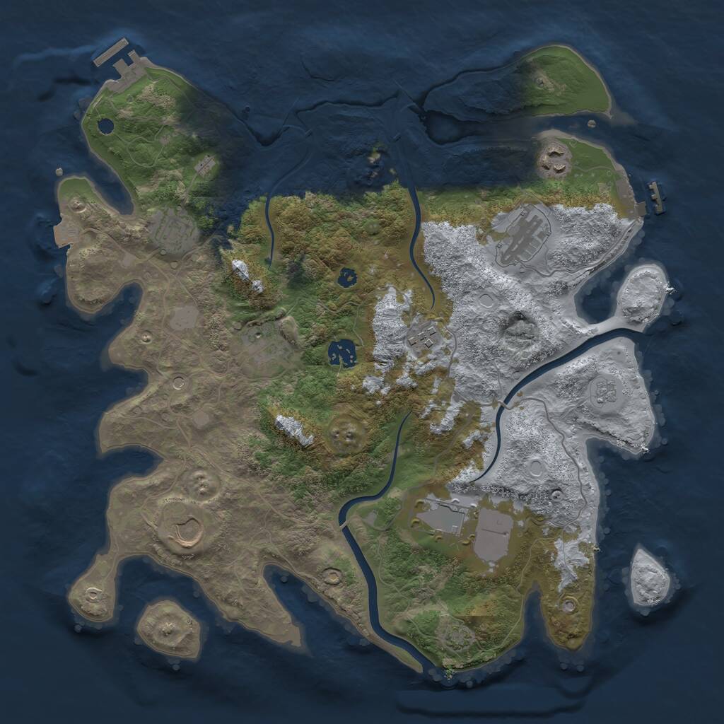 Rust Map: Procedural Map, Size: 3700, Seed: 1937667623, 14 Monuments