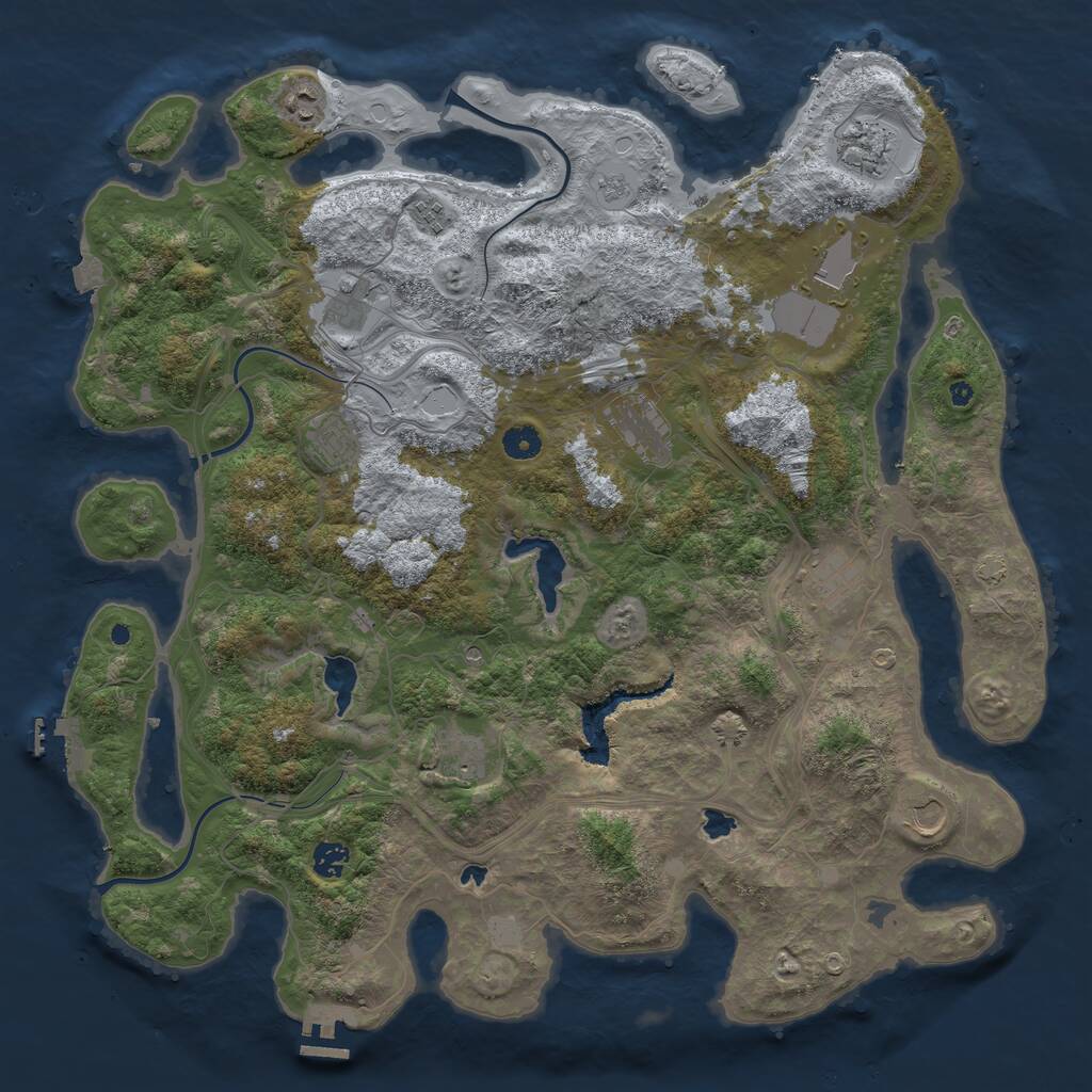 Rust Map: Procedural Map, Size: 4500, Seed: 131961366, 17 Monuments