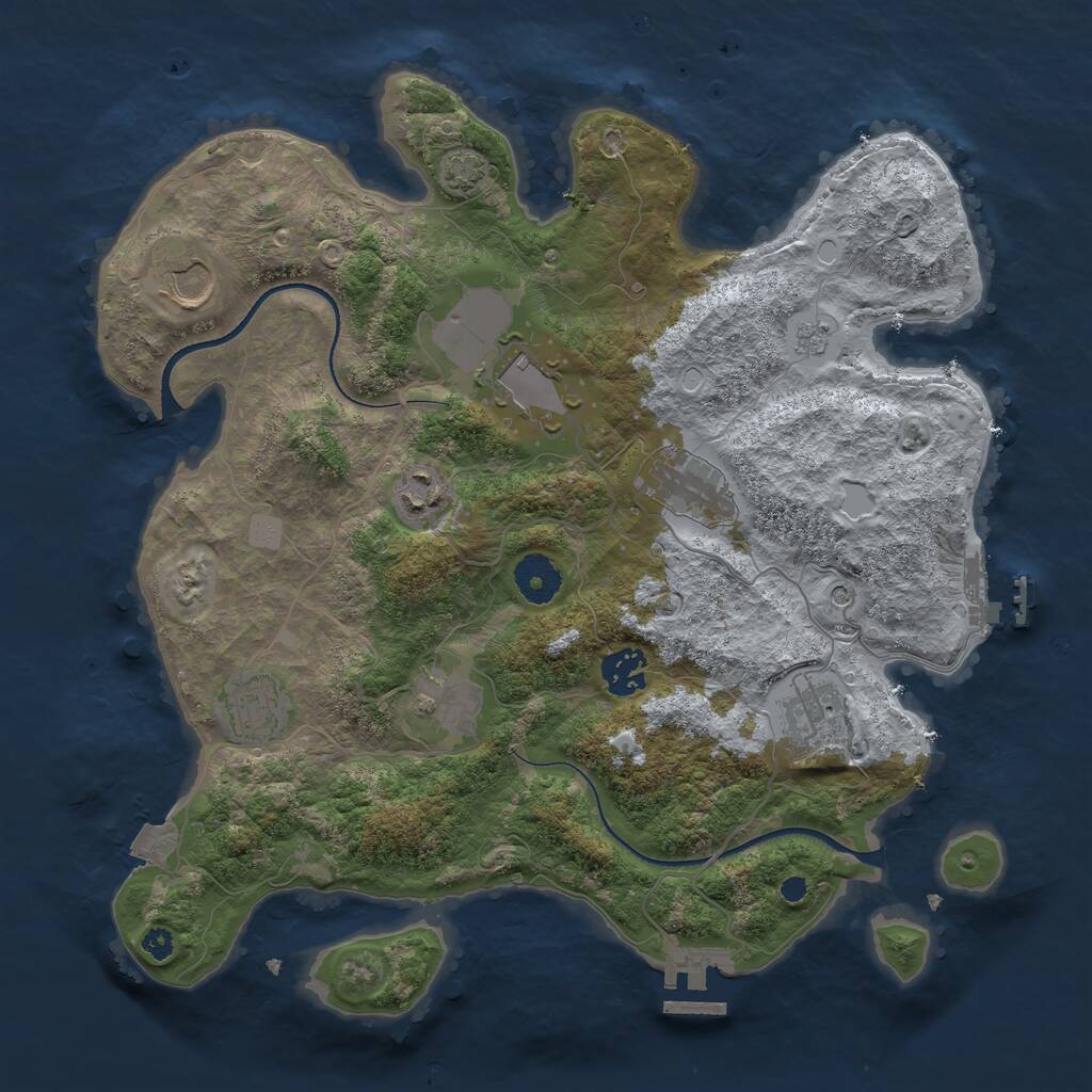 Rust Map: Procedural Map, Size: 3500, Seed: 2096696260, 14 Monuments