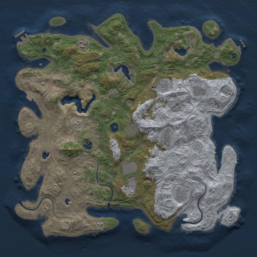 Rust Map: Procedural Map, Size: 4500, Seed: 674349344, 16 Monuments