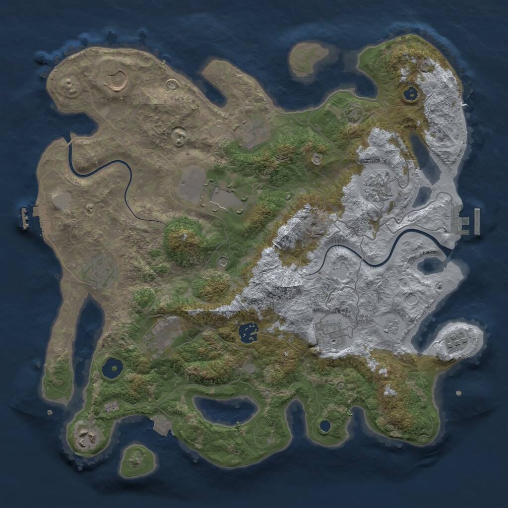 Rust Map: Procedural Map, Size: 3750, Seed: 1211233548, 16 Monuments
