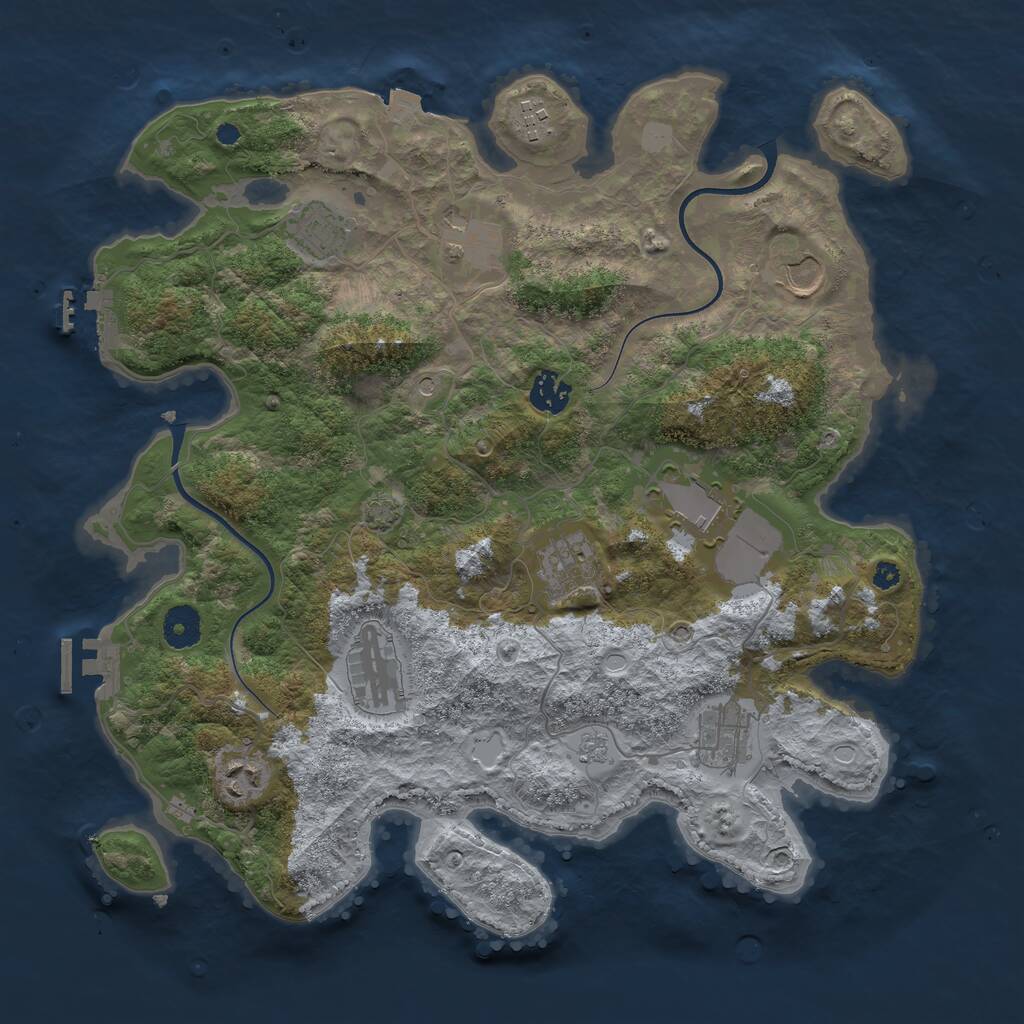 Rust Map: Procedural Map, Size: 3750, Seed: 186150740, 16 Monuments