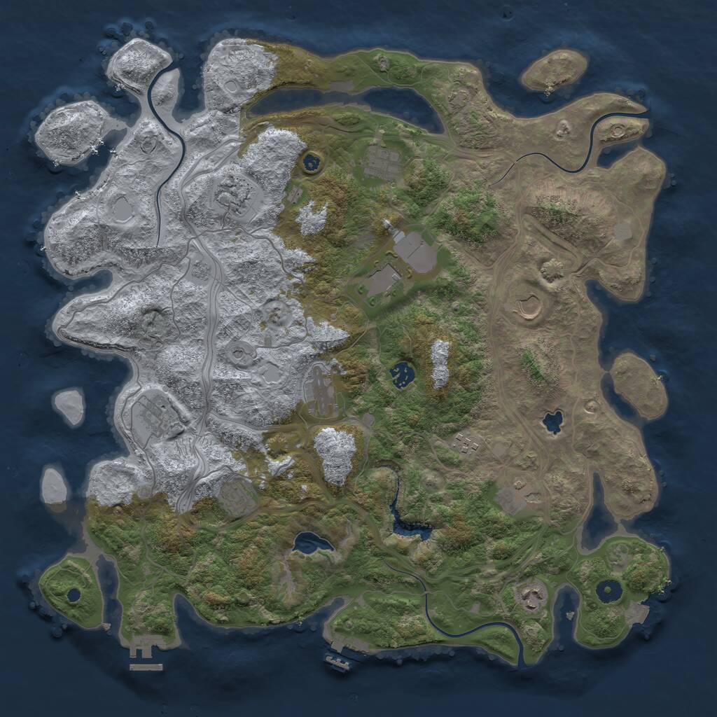 Rust Map: Procedural Map, Size: 4400, Seed: 1382609920, 17 Monuments