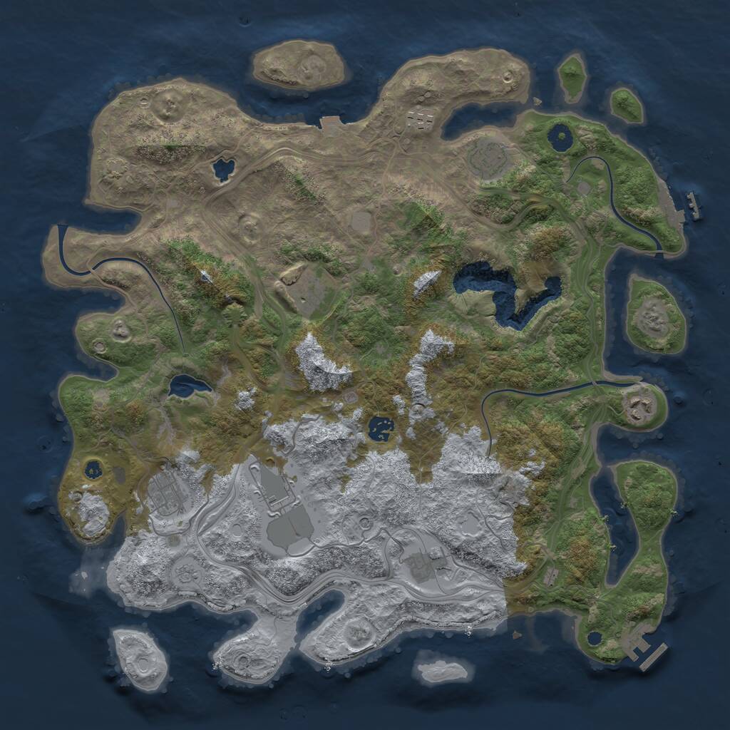 Rust Map: Procedural Map, Size: 4250, Seed: 784531837, 14 Monuments