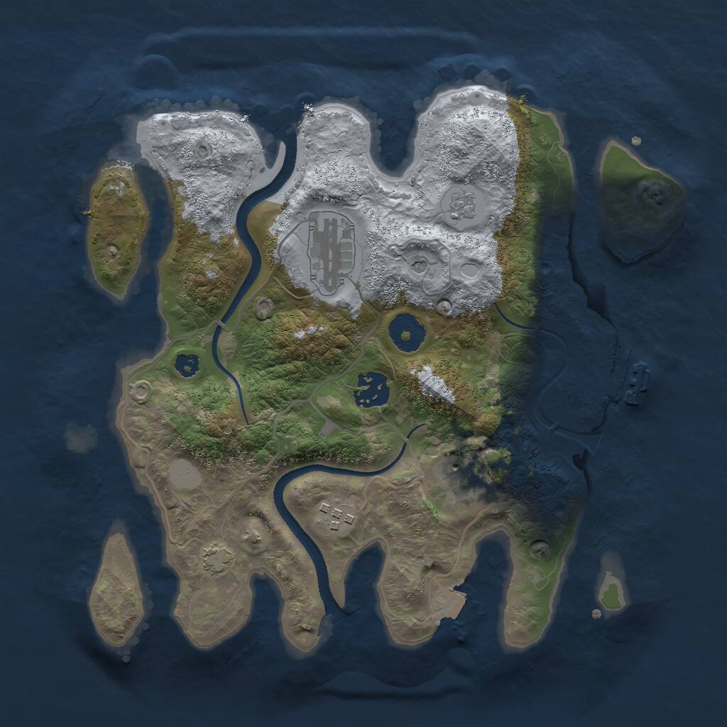 Rust Map: Procedural Map, Size: 3000, Seed: 13825435, 9 Monuments
