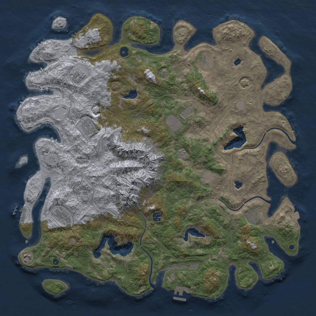 Rust Map: Procedural Map, Size: 5000, Seed: 1415210817, 16 Monuments