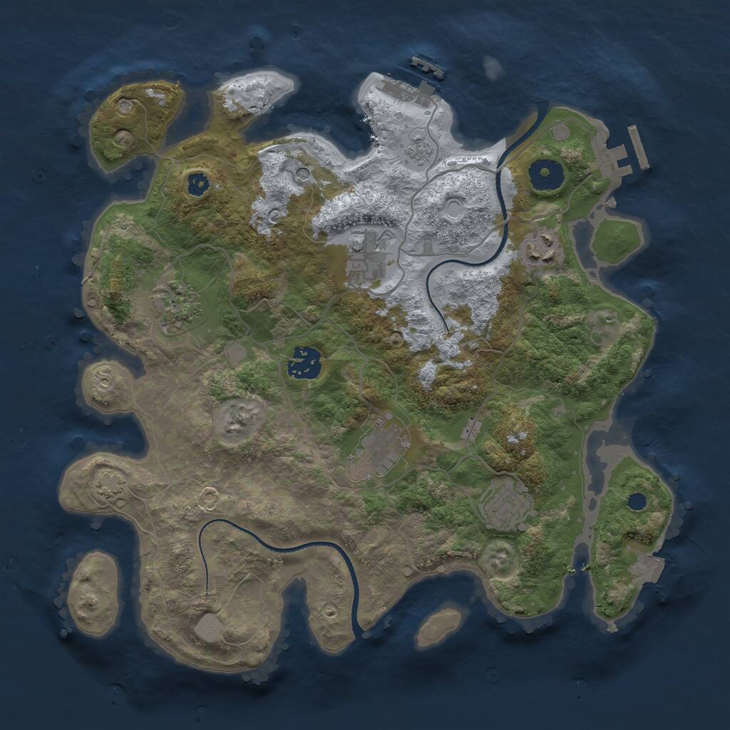 Rust Map: Procedural Map, Size: 3250, Seed: 2008917310, 12 Monuments