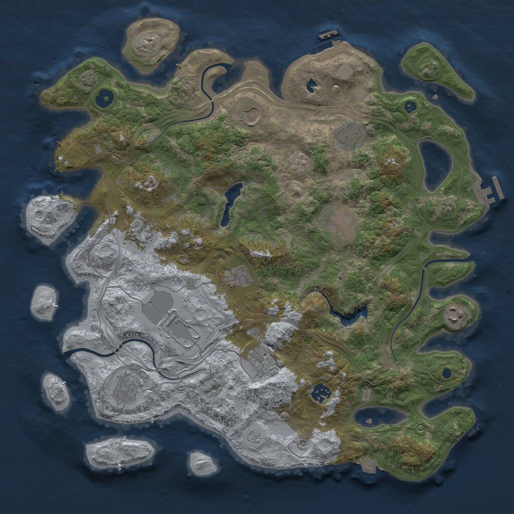 Rust Map: Procedural Map, Size: 4250, Seed: 1890881210, 17 Monuments