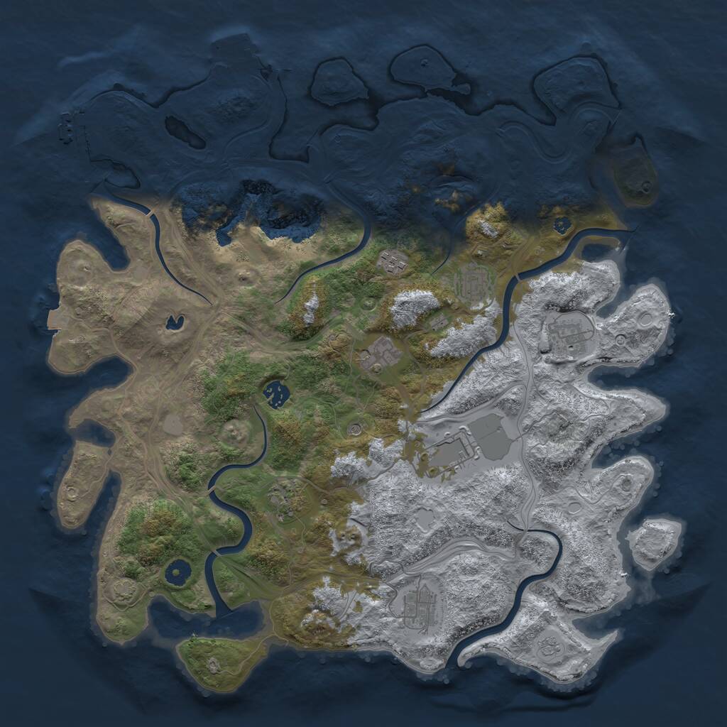 Rust Map: Procedural Map, Size: 4250, Seed: 99409079, 14 Monuments