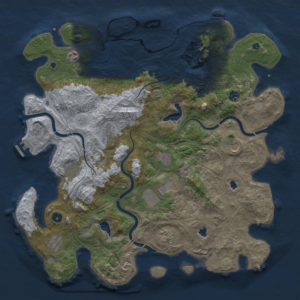 Rust Map: Procedural Map, Size: 4500, Seed: 1828906913, 16 Monuments