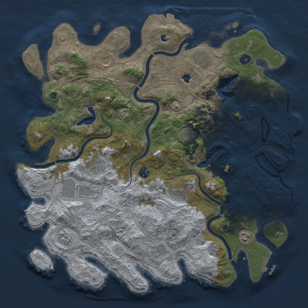 Rust Map: Procedural Map, Size: 4500, Seed: 1046512037, 17 Monuments