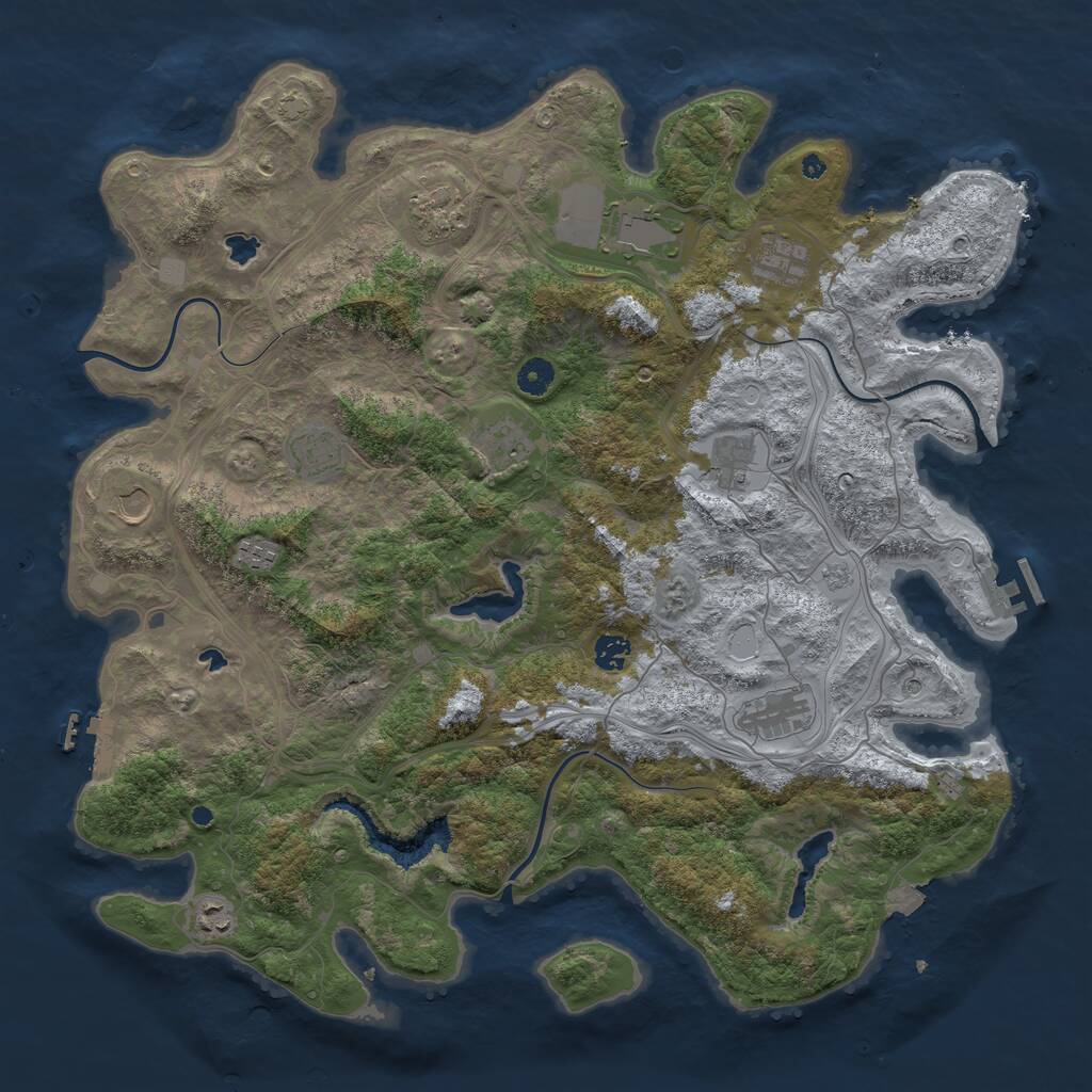 Rust Map: Procedural Map, Size: 4500, Seed: 1035479551, 17 Monuments