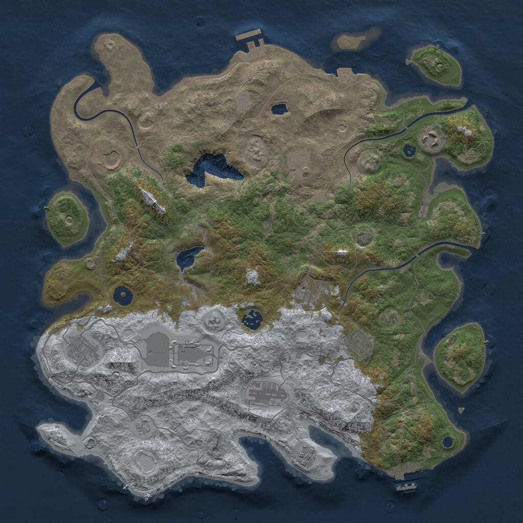 Rust Map: Procedural Map, Size: 4096, Seed: 3197733, 16 Monuments