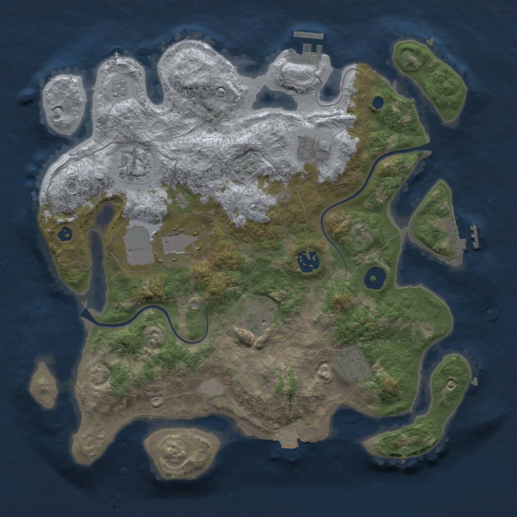 Rust Map: Procedural Map, Size: 3500, Seed: 197604889, 12 Monuments