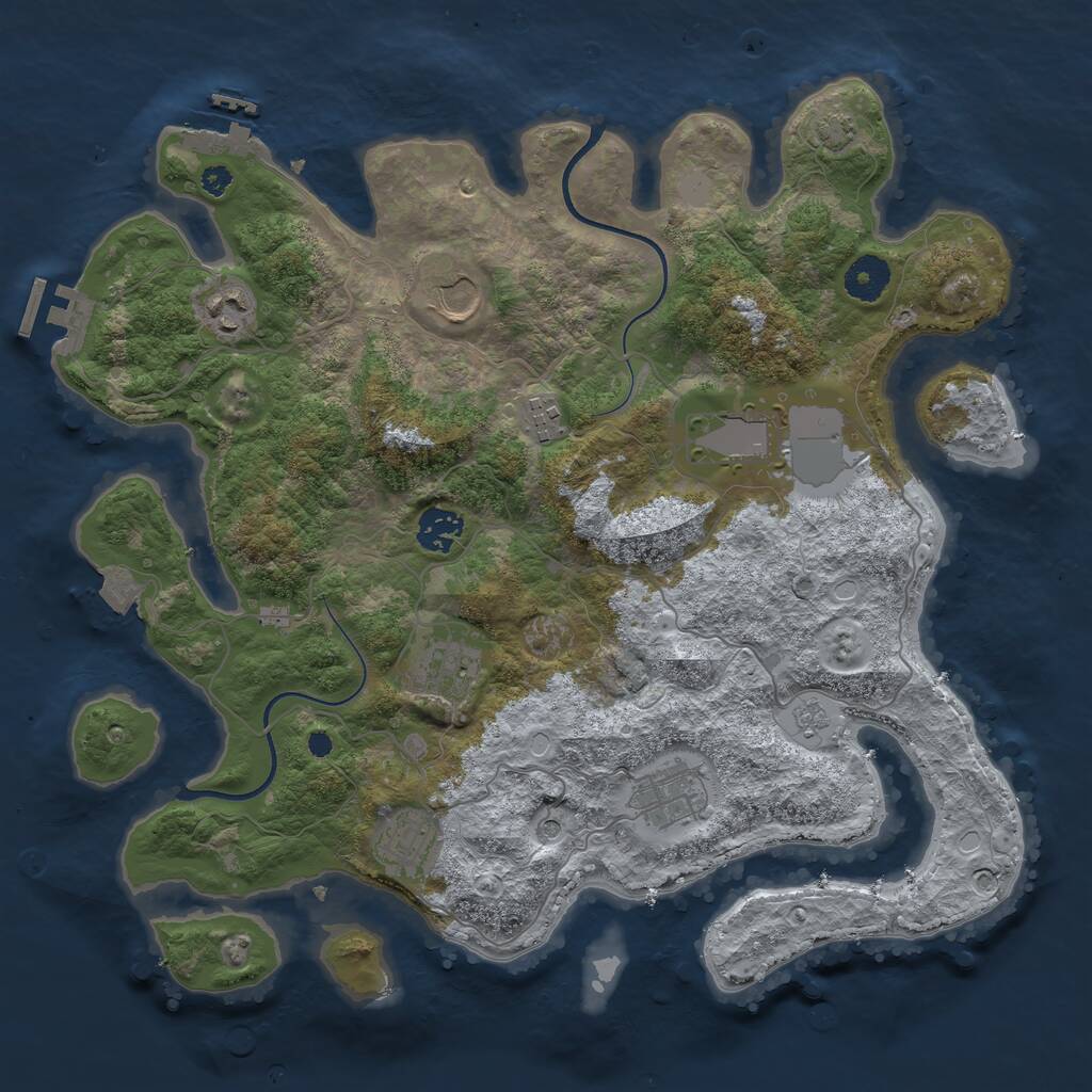 Rust Map: Procedural Map, Size: 3650, Seed: 87792593, 14 Monuments