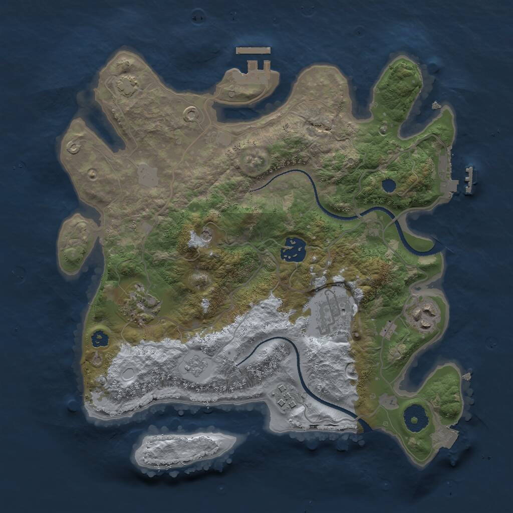 Rust Map: Procedural Map, Size: 3000, Seed: 751263432, 11 Monuments