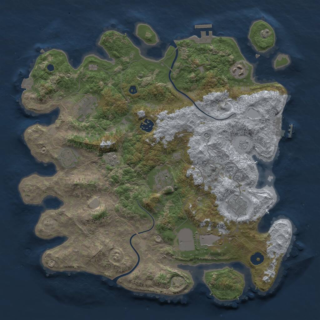 Rust Map: Procedural Map, Size: 3750, Seed: 46723214, 14 Monuments