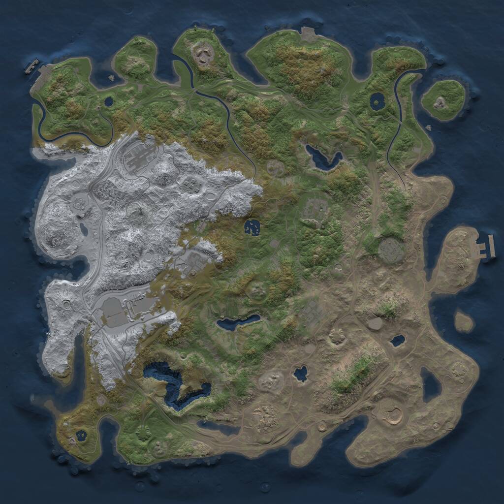 Rust Map: Procedural Map, Size: 4500, Seed: 1371769182, 17 Monuments