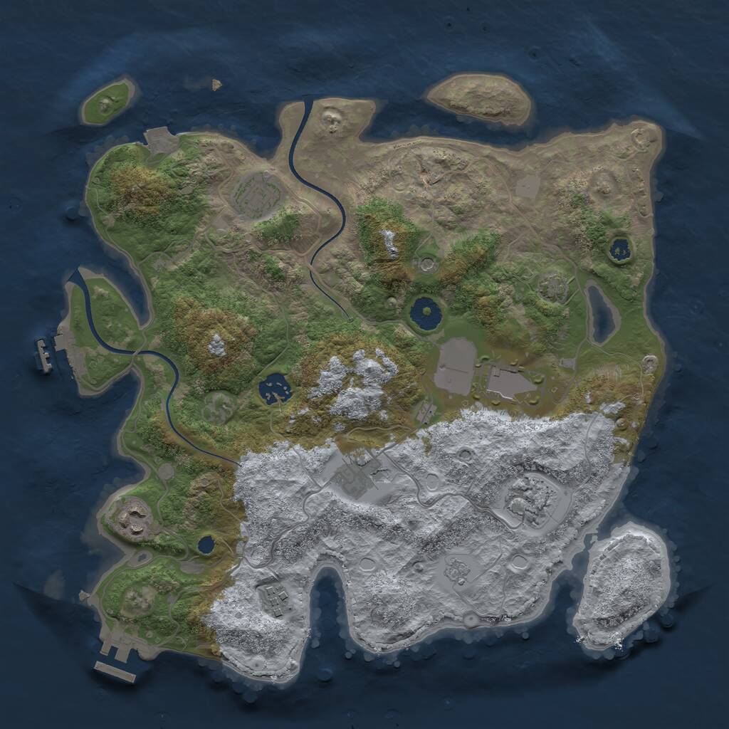 Rust Map: Procedural Map, Size: 3500, Seed: 907374253, 13 Monuments