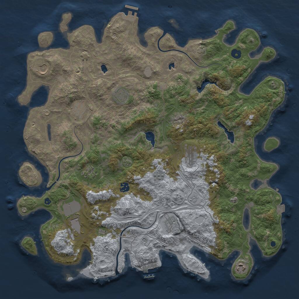 Rust Map: Procedural Map, Size: 4500, Seed: 1918230123, 16 Monuments