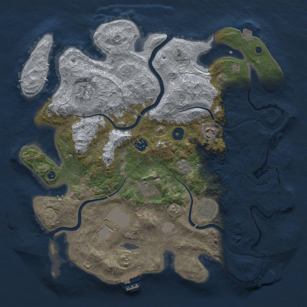 Rust Map: Procedural Map, Size: 3750, Seed: 1117957732, 13 Monuments
