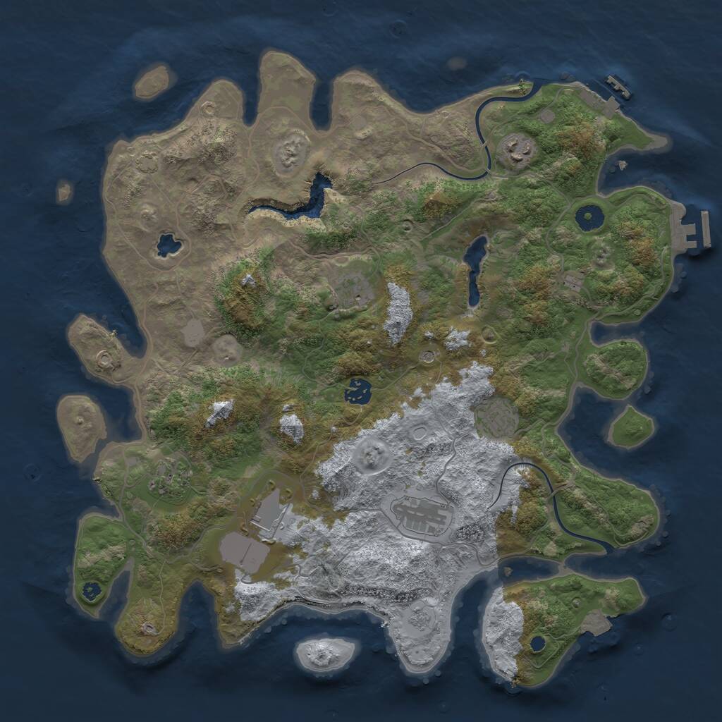 Rust Map: Procedural Map, Size: 4000, Seed: 1101012566, 13 Monuments