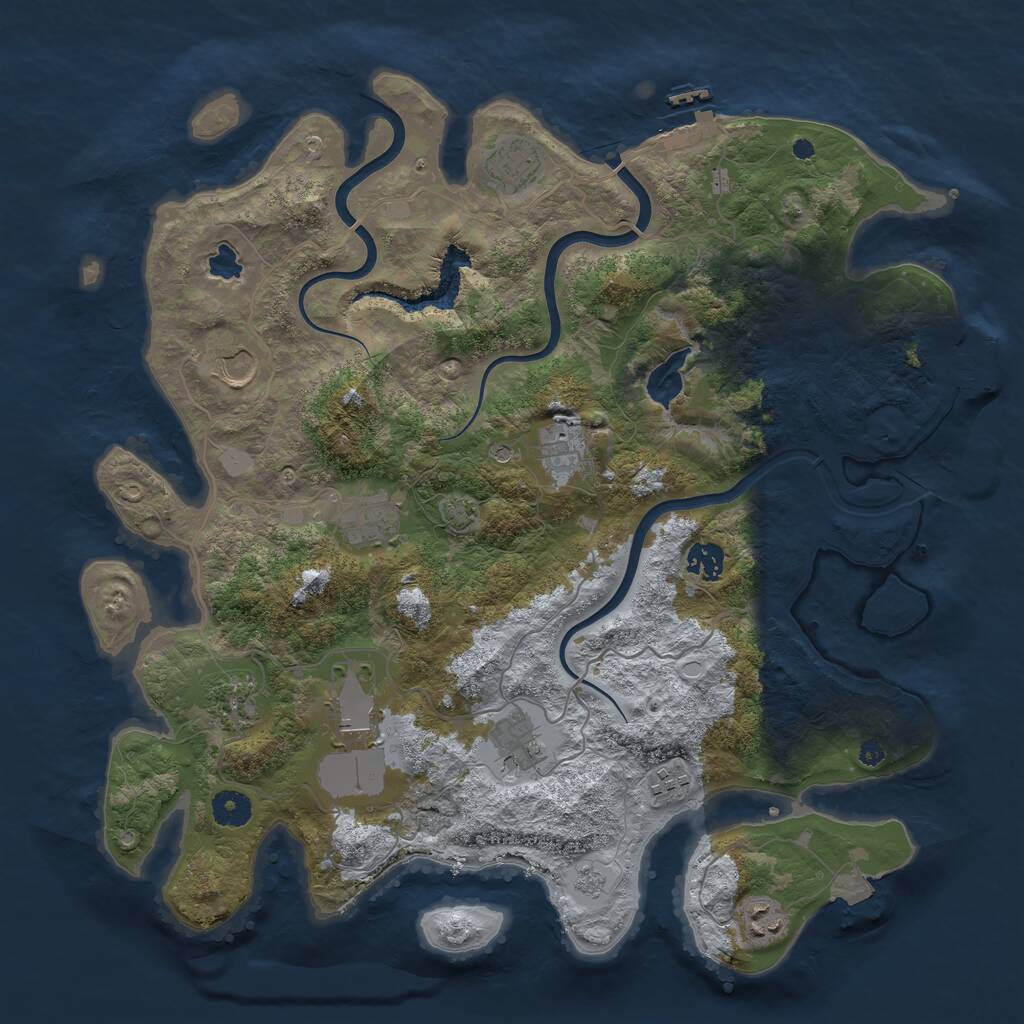 Rust Map: Procedural Map, Size: 4000, Seed: 1101012566, 16 Monuments