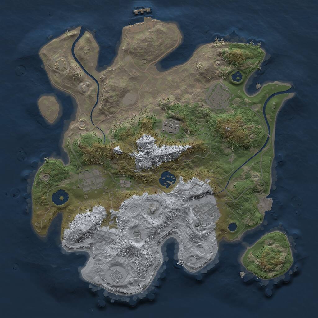 Rust Map: Procedural Map, Size: 3000, Seed: 699782123, 10 Monuments