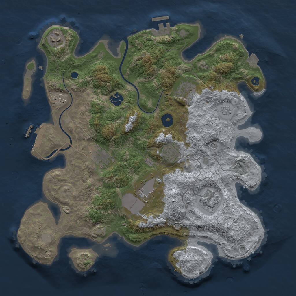 Rust Map: Procedural Map, Size: 3500, Seed: 1681220970, 14 Monuments