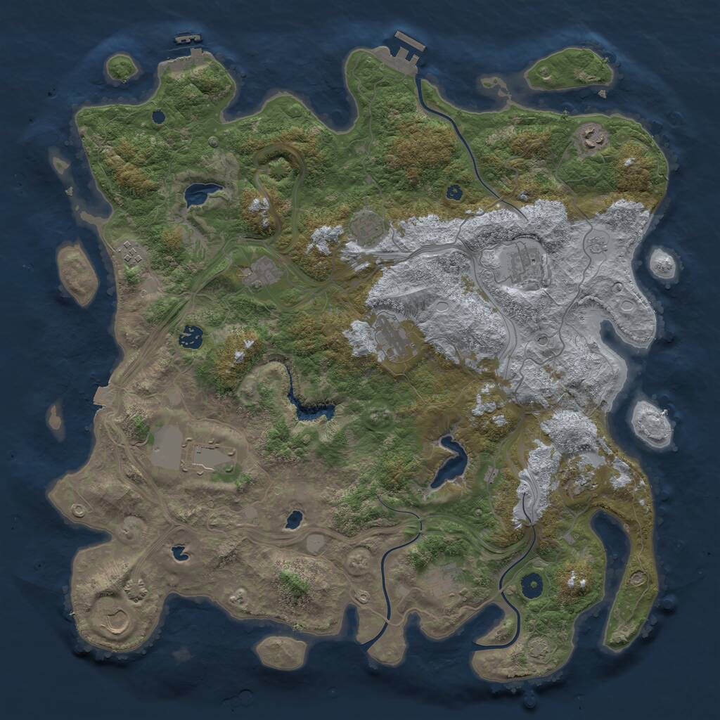 Rust Map: Procedural Map, Size: 4500, Seed: 976808479, 17 Monuments