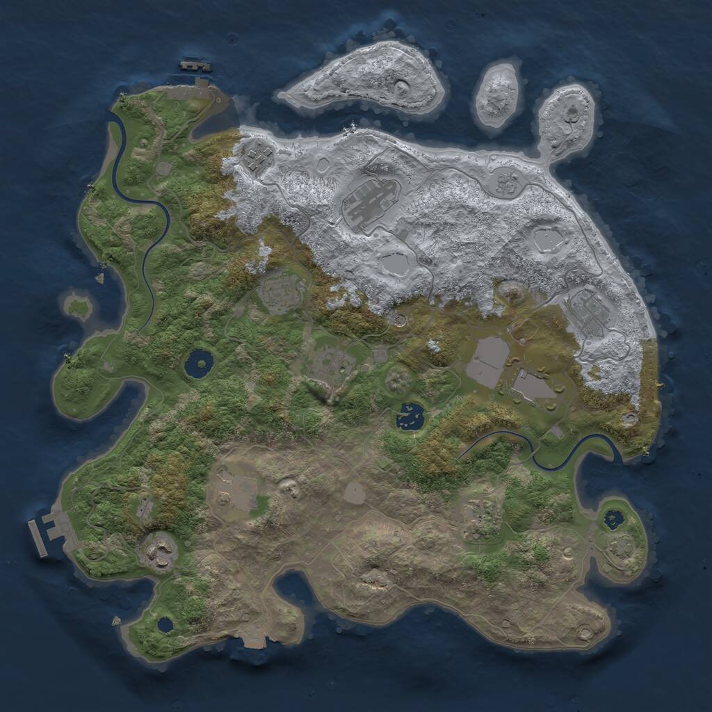 Rust Map: Procedural Map, Size: 3750, Seed: 1231982, 16 Monuments