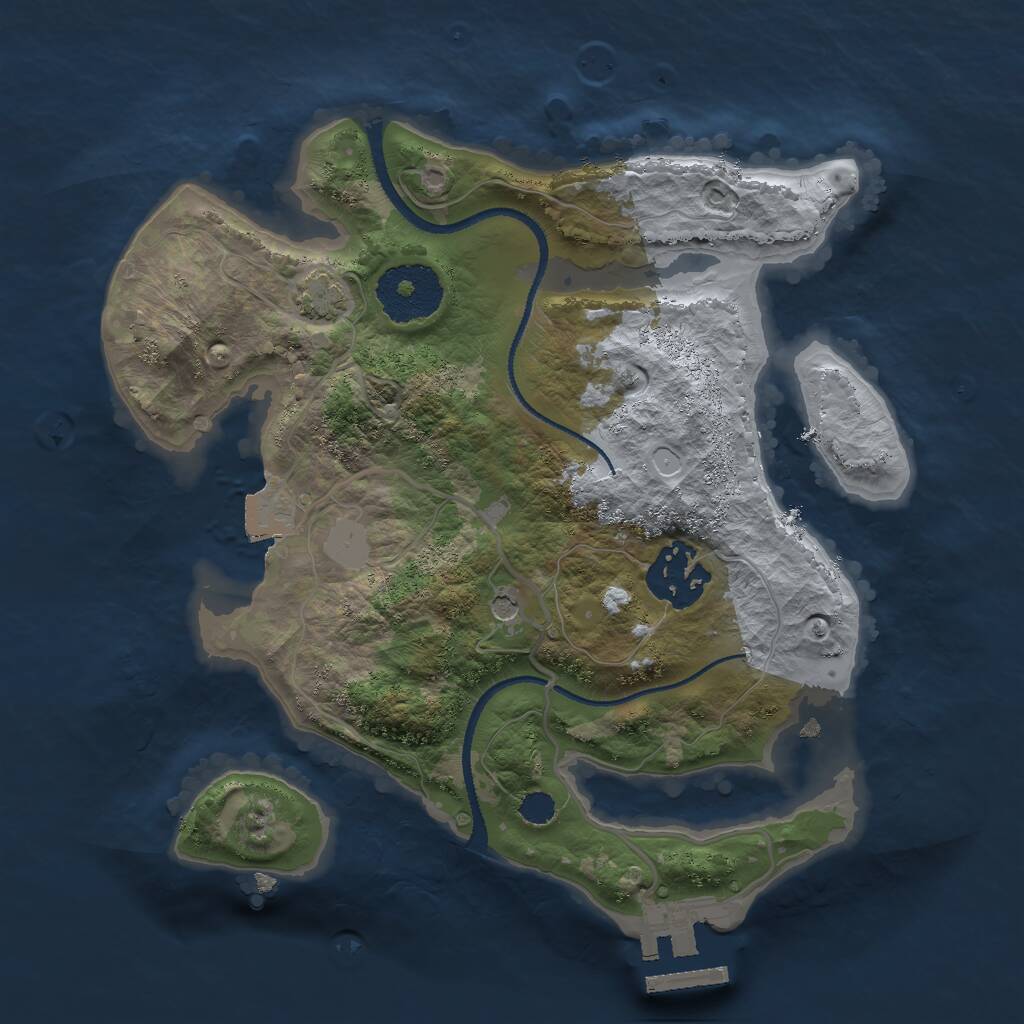 Rust Map: Procedural Map, Size: 2500, Seed: 755501981, 5 Monuments