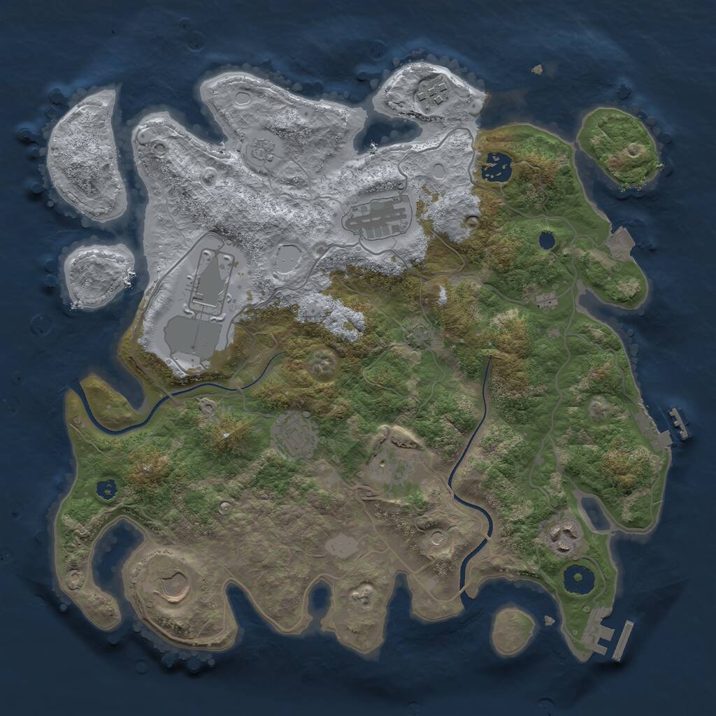 Rust Map: Procedural Map, Size: 3500, Seed: 5543467, 14 Monuments