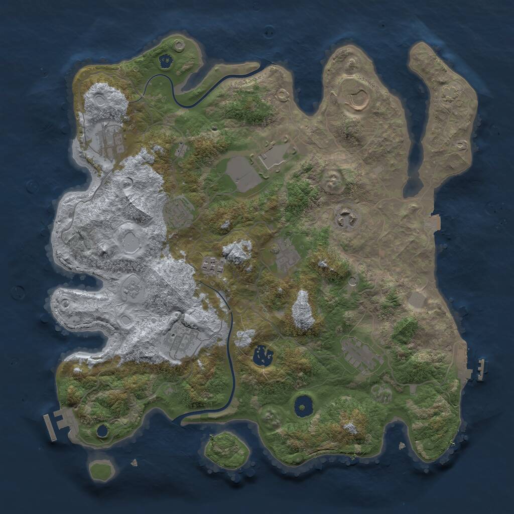 Rust Map: Procedural Map, Size: 3750, Seed: 1810291184, 16 Monuments