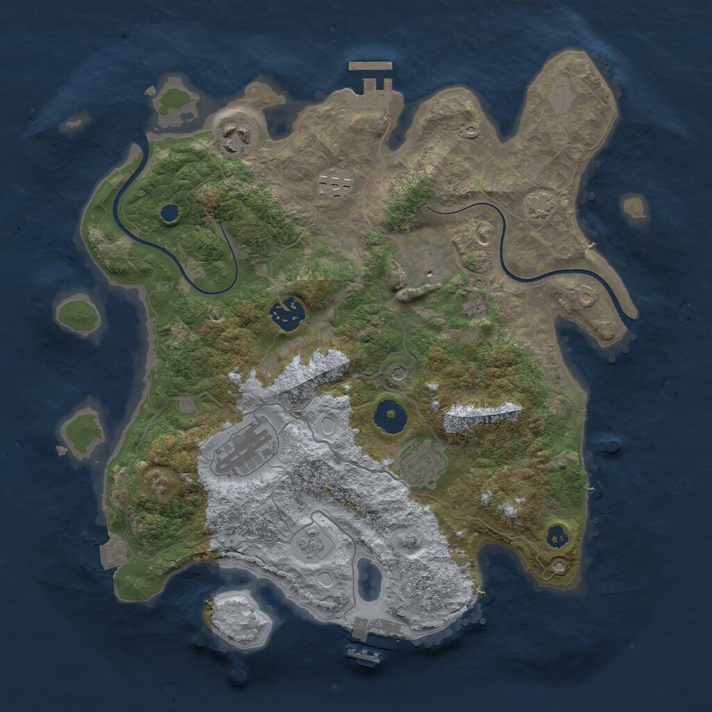 Rust Map: Procedural Map, Size: 3300, Seed: 939765286, 12 Monuments