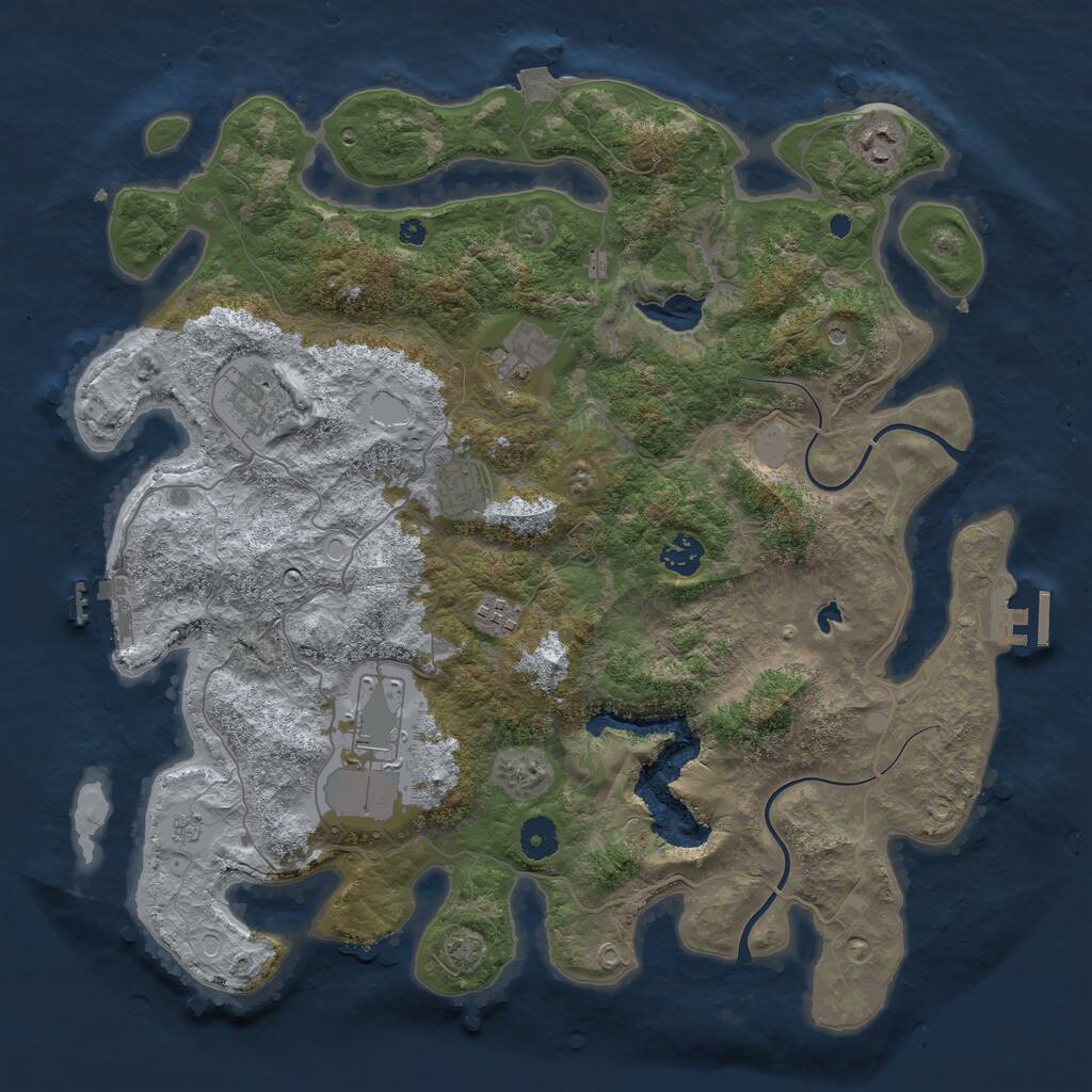 Rust Map: Procedural Map, Size: 4000, Seed: 1194837825, 13 Monuments