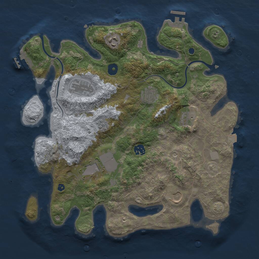 Rust Map: Procedural Map, Size: 3500, Seed: 1608006879, 13 Monuments
