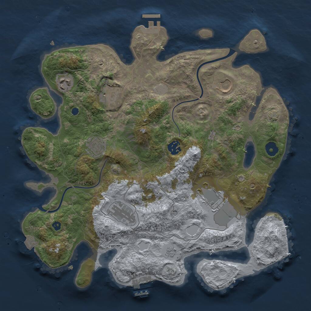 Rust Map: Procedural Map, Size: 3500, Seed: 646494296, 13 Monuments