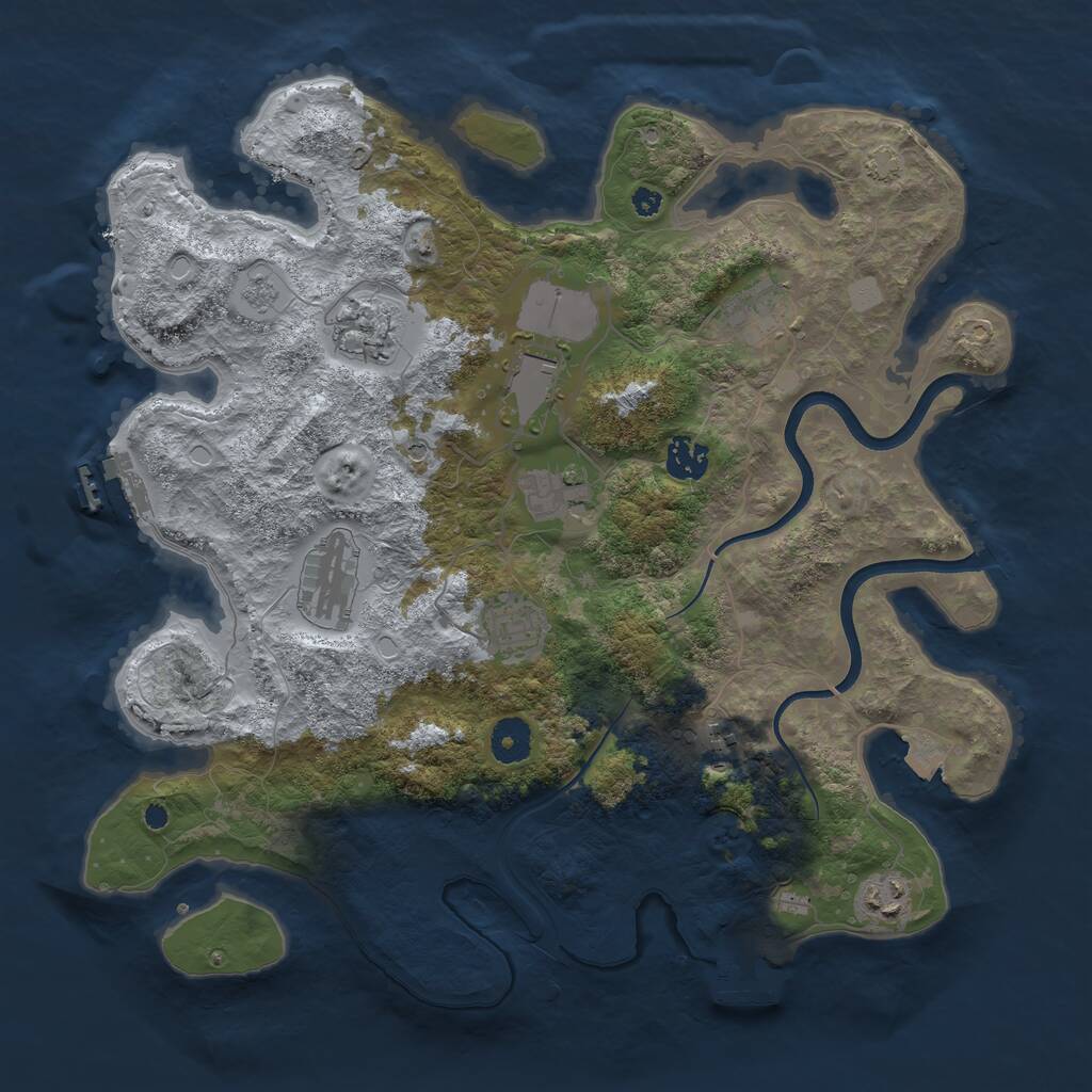 Rust Map: Procedural Map, Size: 3740, Seed: 738245, 15 Monuments