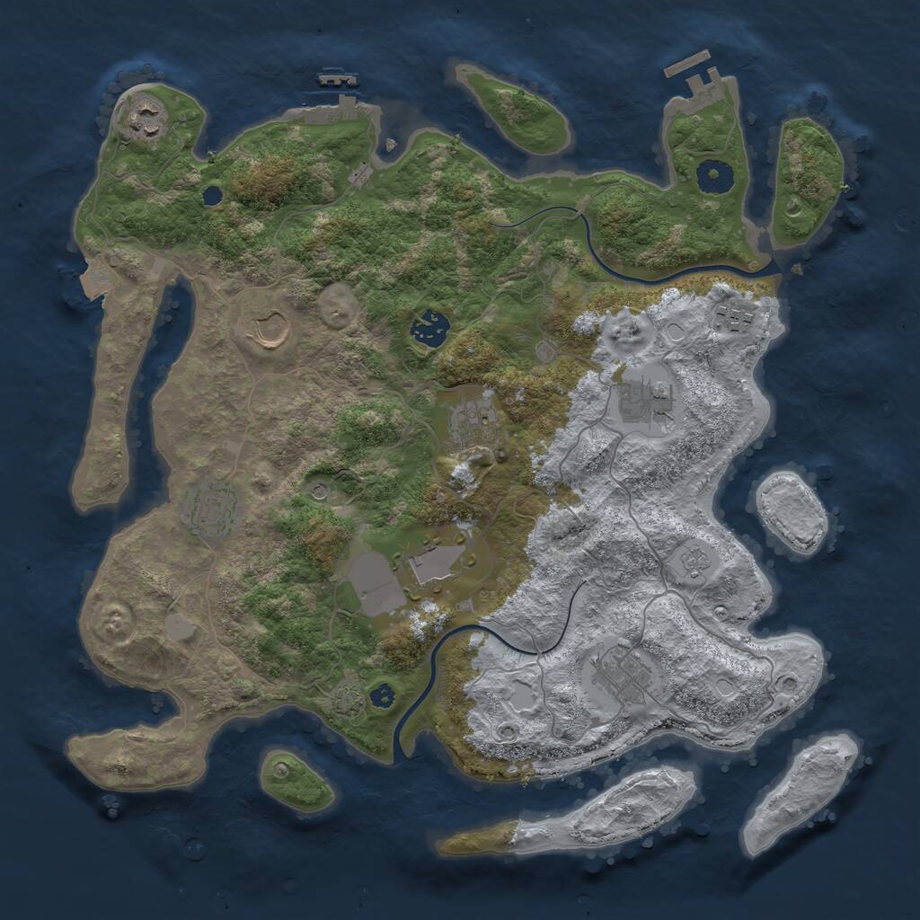 Rust Map: Procedural Map, Size: 3800, Seed: 65465, 15 Monuments