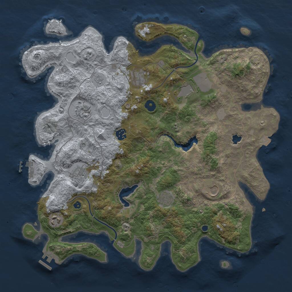 Rust Map: Procedural Map, Size: 4000, Seed: 877966807, 14 Monuments