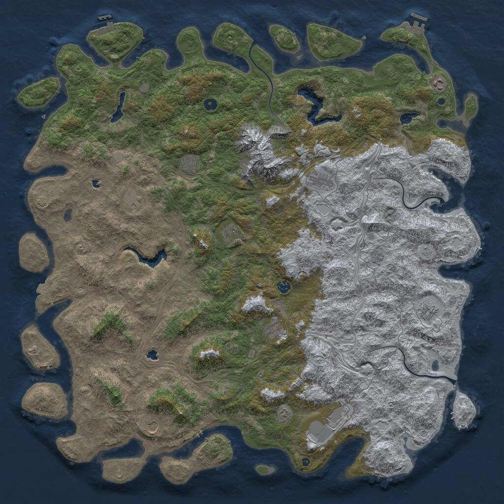 Rust Map: Procedural Map, Size: 6000, Seed: 222962081, 17 Monuments
