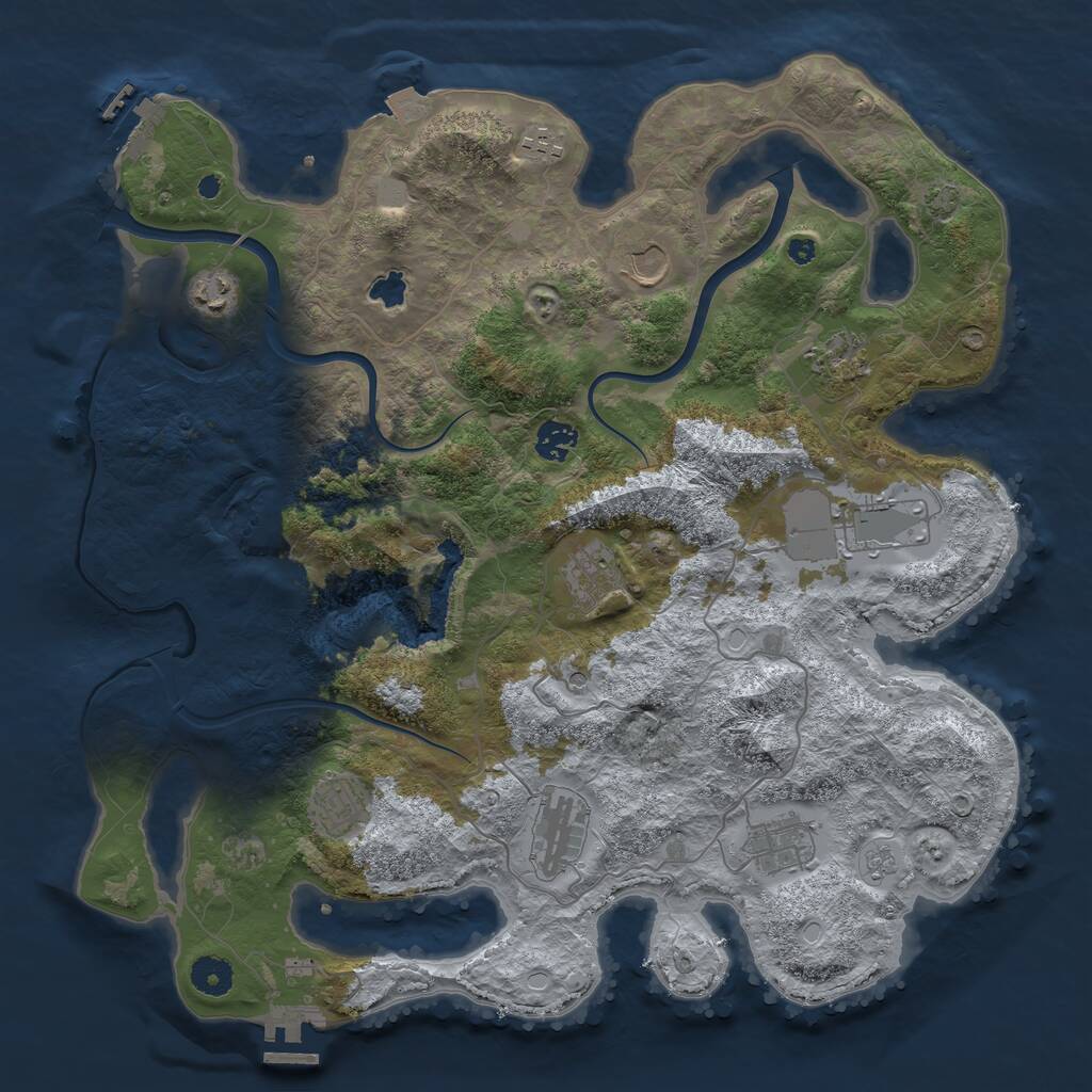 Rust Map: Procedural Map, Size: 4000, Seed: 1840316986, 16 Monuments