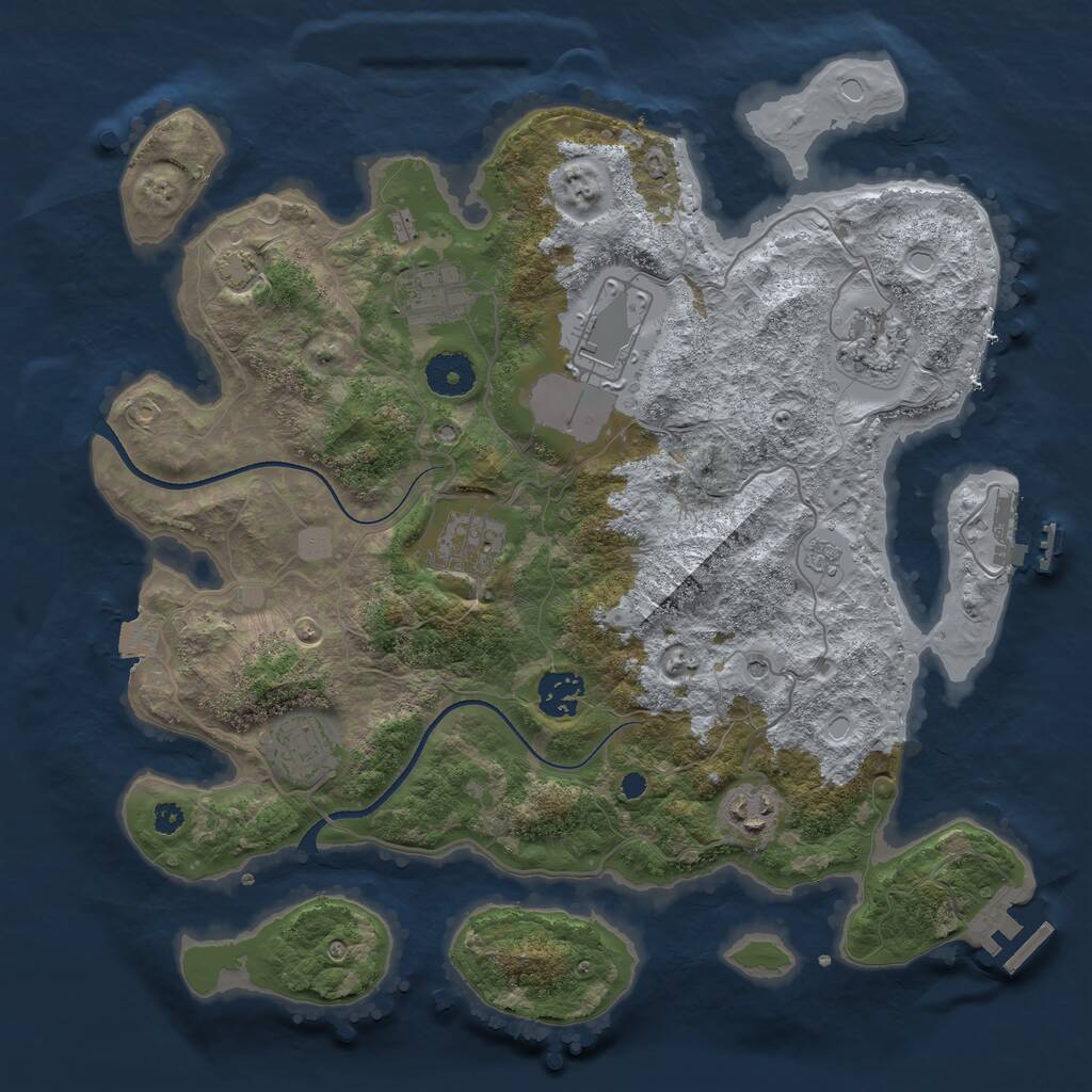 Rust Map: Procedural Map, Size: 3500, Seed: 45824449, 13 Monuments