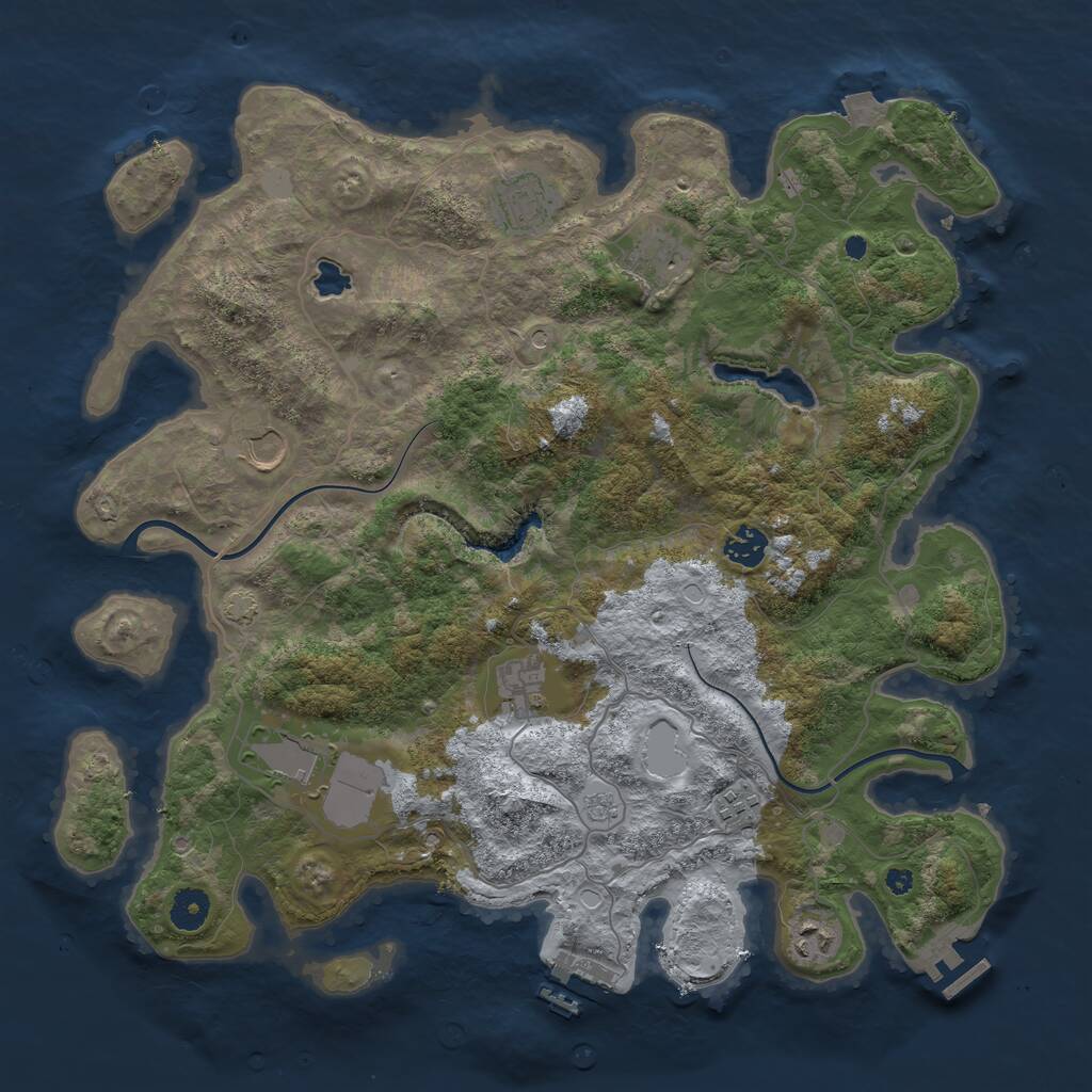 Rust Map: Procedural Map, Size: 4000, Seed: 482629174, 14 Monuments
