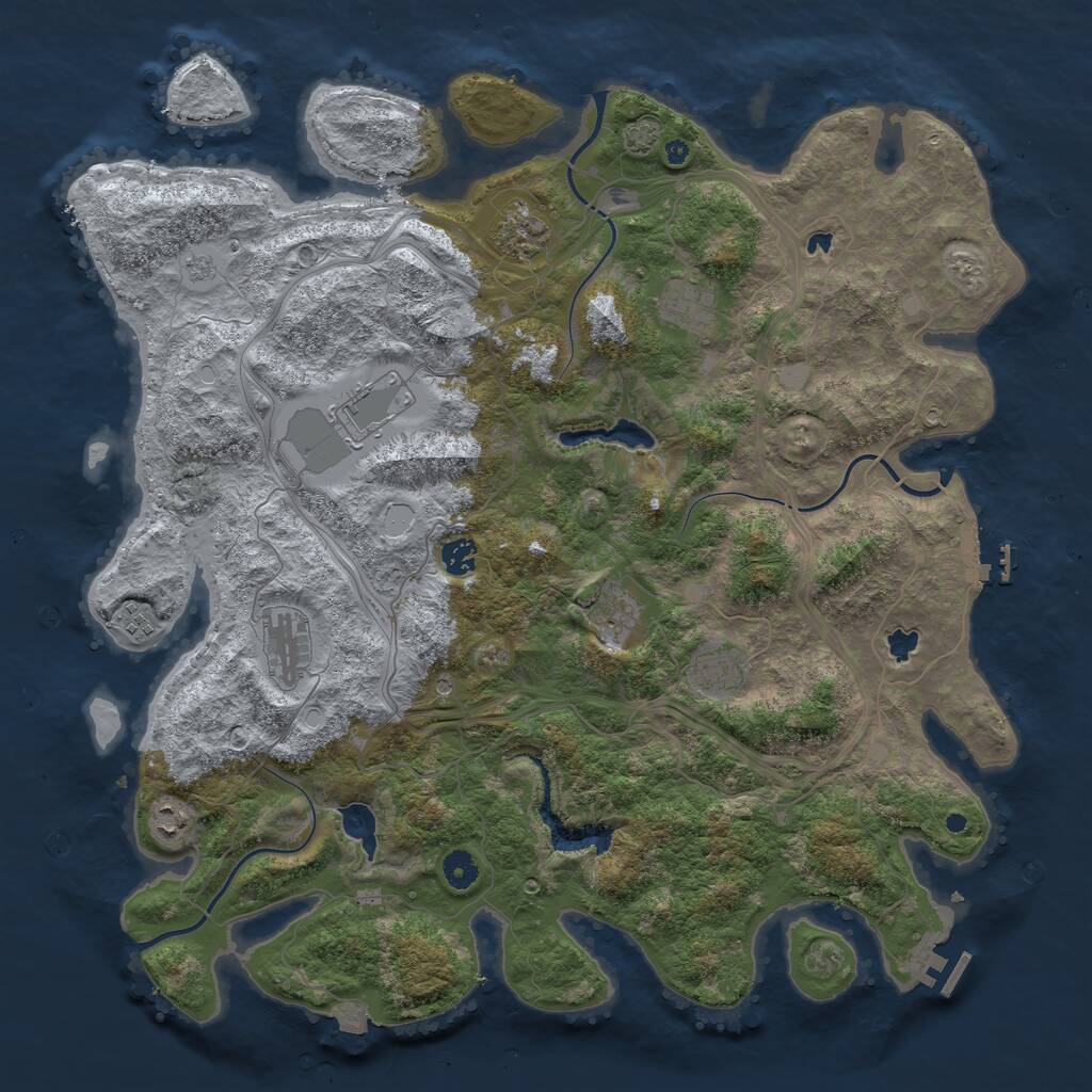 Rust Map: Procedural Map, Size: 4500, Seed: 6080, 15 Monuments