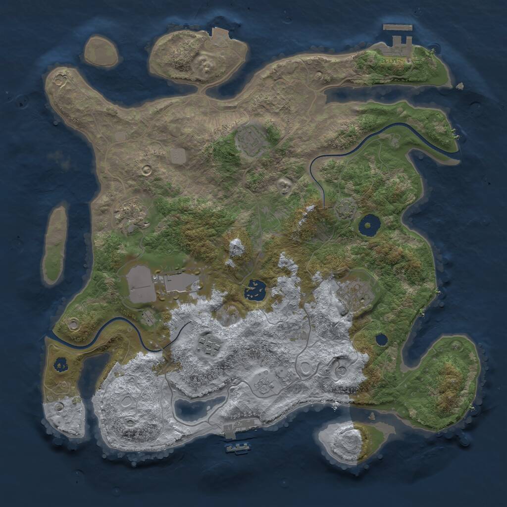 Rust Map: Procedural Map, Size: 3500, Seed: 1311197316, 12 Monuments