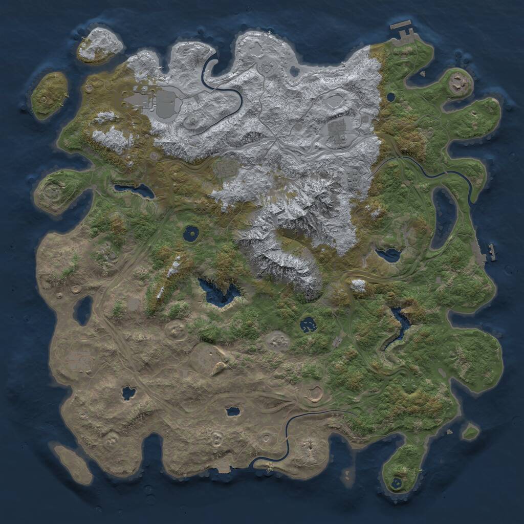 Rust Map: Procedural Map, Size: 5000, Seed: 1961489430, 16 Monuments