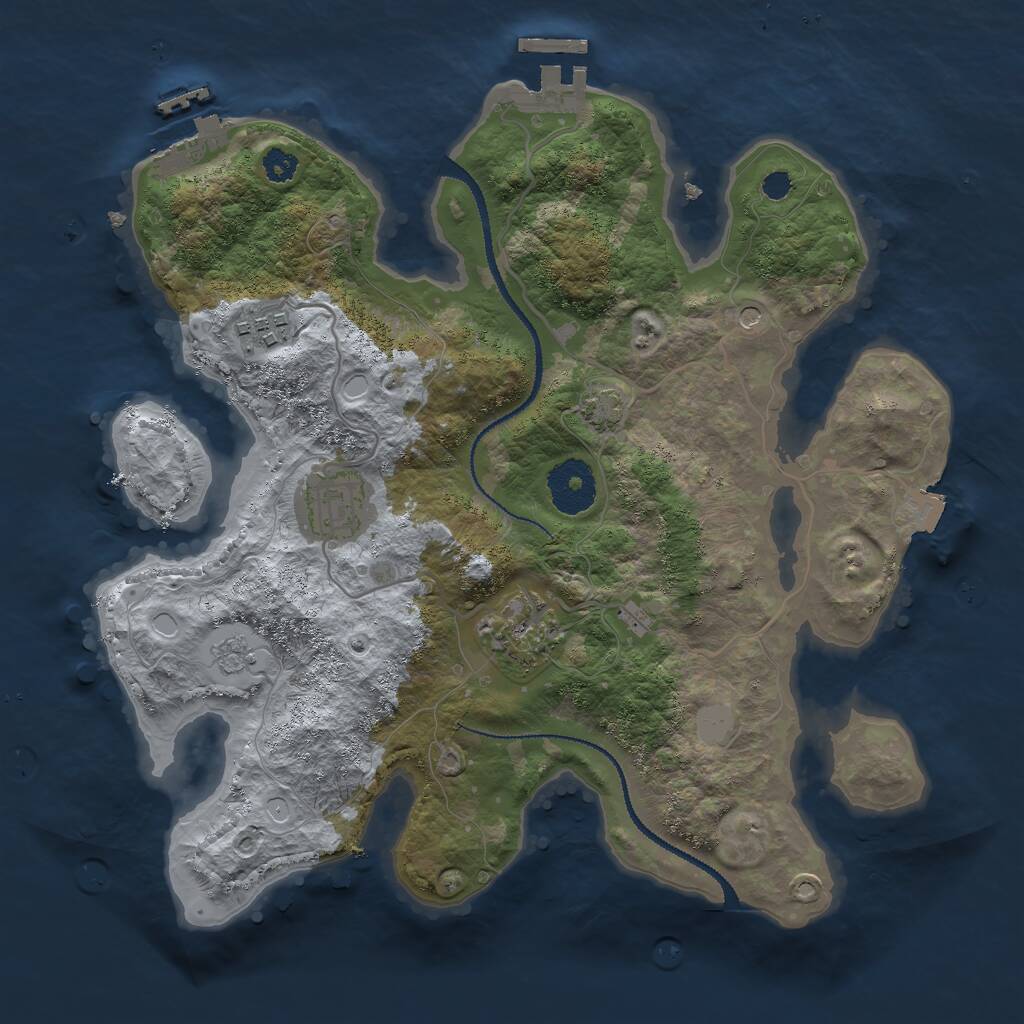 Rust Map: Procedural Map, Size: 3000, Seed: 1523617828, 9 Monuments